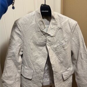 Zadig & Voltaire White Crinkle 100% Lamb Leather